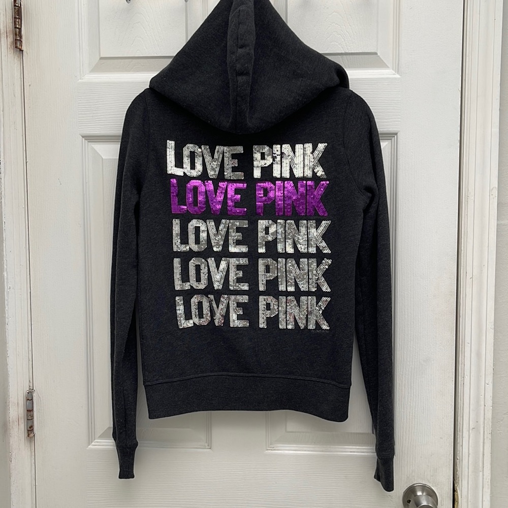 PINK VICTORIA’S SECRET | RARE Vintage Silver and Purple Bling Hoodie Small
